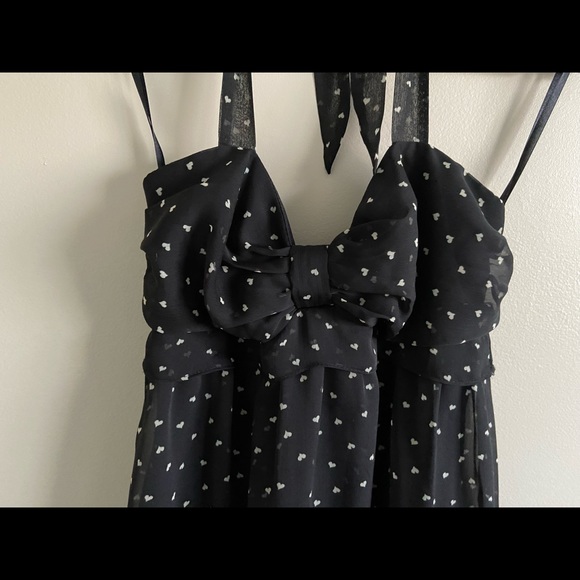 Black Layered Halter Top Dress with Heart Pattern size 3 - Picture 3 of 9
